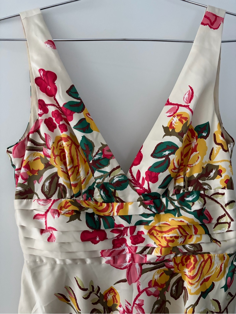Floral V-Neck dress cream ground with lovely multi colour floral print